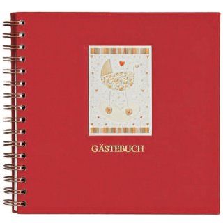Notiz-Spiralbuch "Gästebuch" 21 x 21,3 cm Motiv Geburt mit Leinenbezug